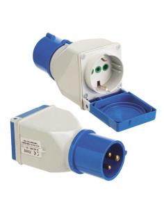 Adaptador Industrial Cetac Schuko Simple 2p Con Tapa - Imagen 1