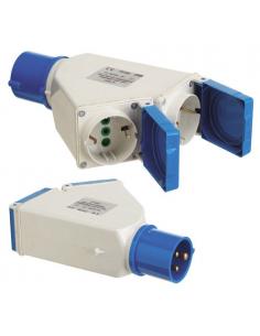 Adaptador Industrial Cetac Schuko Doble 2p Con Tapa - Imagen 1