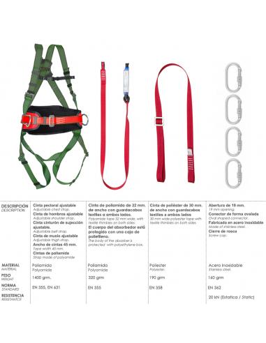 Arnes Anticaidas Kit Seguridad Nº 2 (7 piezas) EN361 - Imagen 1