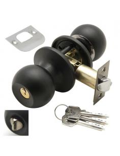 Pomo Puerta Wolfpack Con Llave Con Condena Negro Para Entrada - Imagen 1