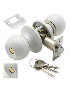 Pomo Puerta Wolfpack Con Llave Ambos Lados Blanco - Imagen 1