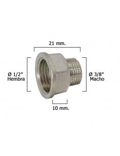 Alargadera Hexagonal Reducccion Cromada 3/8 Macho - 1/2 hembra x M10 - Imagen 1