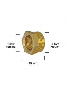 Reduccion Hexagonal Pulida 1/2" Macho x 3/8" Hembra - Imagen 1