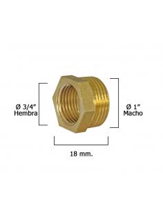 Reduccion Hexagonal Pulida 1" Macho x 3/4" Hembra - Imagen 1