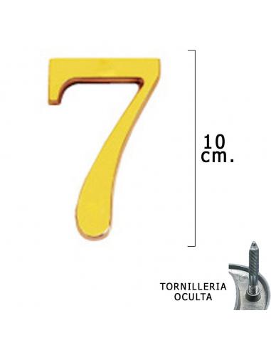 Numero Latón "7" 10 cm. con Tornilleria Oculta (Blister 1 Pieza) - Imagen 1