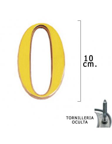 Numero Latón "0" 10 cm. con Tornilleria Oculta (Blister 1 Pieza) - Imagen 1
