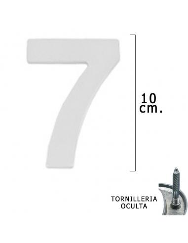 Numero Metal "7" Plateado Mate 10 cm. con Tornilleria Oculta (Blister 1 Pieza) - Imagen 1