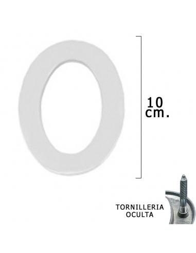 Numero Metal "0" Plateado Mate 10 cm. con Tornilleria Oculta (Blister 1 Pieza) - Imagen 1