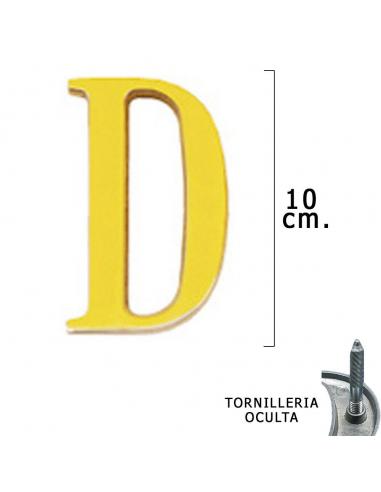 Letra Latón "D" 10 cm. con Tornilleria Oculta (Blister 1 Pieza) - Imagen 1