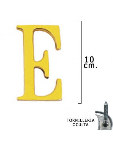 Letra Latón "E" 10 cm. con Tornilleria Oculta (Blister 1 Pieza) - Imagen 1