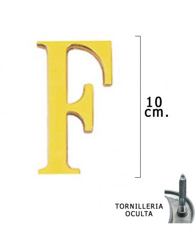 Letra Latón "F" 10 cm. con Tornilleria Oculta (Blister 1 Pieza) - Imagen 1