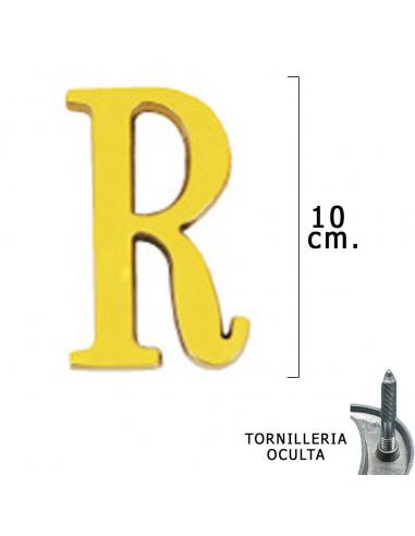 Letra Latón "R" 10 cm. con Tornilleria Oculta (Blister 1 Pieza) - Imagen 1