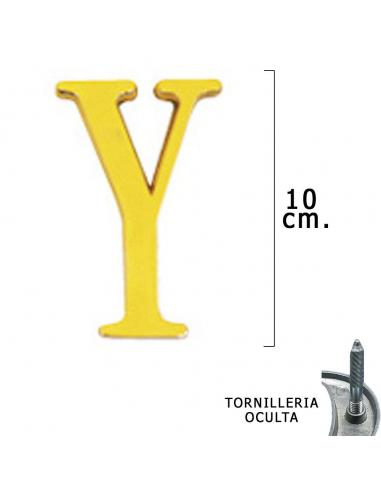 Letra Latón "Y" 10 cm. con Tornilleria Oculta (Blister 1 Pieza) - Imagen 1