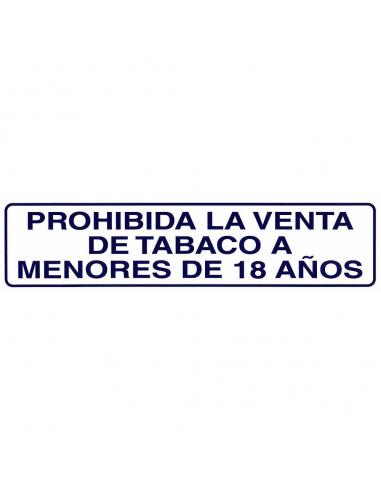 Rotulo Adhesivo 250x63 mm. Prohibida Venta Tabaco  18años - Imagen 1