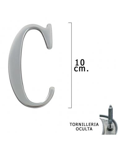 Letra Metal "C" Plateada Mate 10 cm. con Tornilleria Oculta (Blister 1 Pieza) - Imagen 1