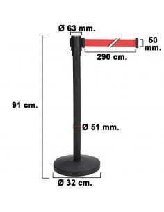 Poste Separador Cinta Extensible 3 Metros. Ø Base 32 cm. Ø Tubo 5,1 cm.   Altura 91 cm. - Imagen 1